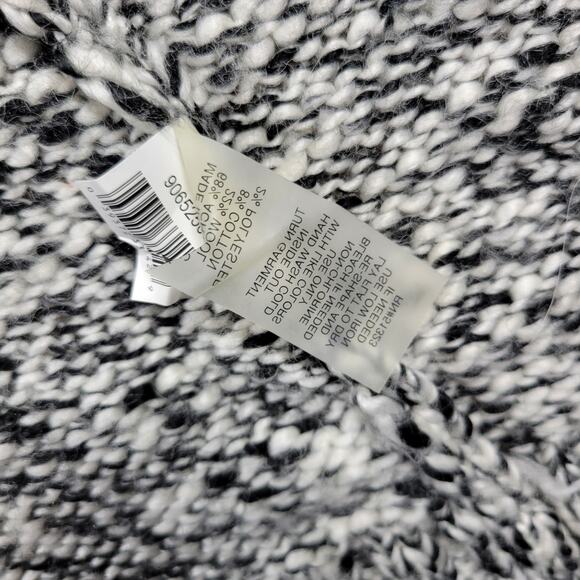 Two by Vince Camuto Chunky Knit Long Cardigan Sweater Black White Wool Blend L - Picture 12 of 16